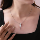 Aesthetic Flower Drop Lab Grown Round Diamond Charm Pendant Necklace 2.05Ct