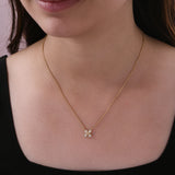 Round Cut 14K Fine Gold Lab Grown Diamond Charm Pendant Necklace 0.25Ct