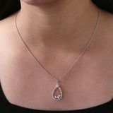Multi Stone Lab Grown Diamond 1.05Ct Teardrop Charm Pendant Necklace 14K Gold