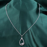 Multi Stone Lab Grown Diamond 1.05Ct Teardrop Charm Pendant Necklace 14K Gold
