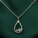 Multi Stone Lab Grown Diamond 1.05Ct Teardrop Charm Pendant Necklace 14K Gold