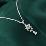 Multi Stone Cluster Lab Grown Diamond Pendant Necklace 0.70ct 14K Fine Gold