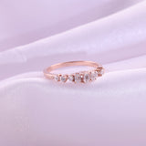 Emerald Cut And Round Lab Grown Diamond 0.37Ct Stackable Band Ring 14K Gold