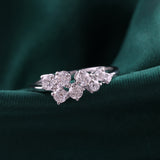 Round Cut Lab Grown Diamond Cluster Stackable Ring 14K Fine Gold 0.37Ct