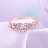 14K Fine Gold Pear Shape 1.10Ct Lab Grown Diamond Cluster Band Ring