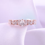 14K Fine Gold Pear Shape 1.10Ct Lab Grown Diamond Cluster Band Ring