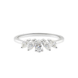 Marquise Oval Cut Five Stone Lab Grown 0.72Ct Diamond Band ring 14K Fine Gold