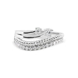 Multi Band Rope Statement Ring Round Cut 0.48Ct Lab Grown Diamond 14K Fine Gold