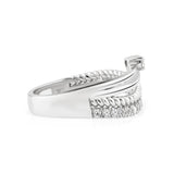 Multi Band Rope Statement Ring Round Cut 0.48Ct Lab Grown Diamond 14K Fine Gold