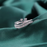 Multi Band Rope Statement Ring Round Cut 0.48Ct Lab Grown Diamond 14K Fine Gold