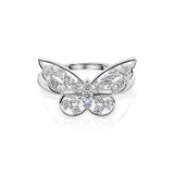 Lab Grown Round Cut Diamond Butterfly Ring 14K White Fine Gold 0.60 Ct