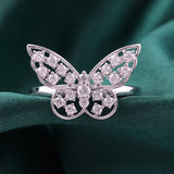 Lab Grown Round Cut Diamond Butterfly Ring 14K White Fine Gold 0.60 Ct