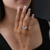 Lab Grown Round Cut Diamond Butterfly Ring 14K White Fine Gold 0.60 Ct