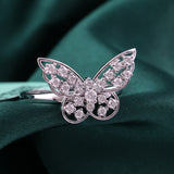 Lab Grown Round Cut Diamond Butterfly Ring 14K White Fine Gold 0.60 Ct