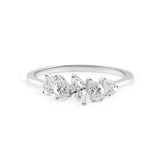 Pear Marquise Cut 1.02Ct Lab Grown Diamond Five Stone Stackable Band Ring