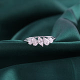 Pear Marquise Cut 1.02Ct Lab Grown Diamond Five Stone Stackable Band Ring