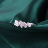Pear Marquise Cut 1.02Ct Lab Grown Diamond Five Stone Stackable Band Ring