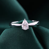 Lab Grown Diamond 0.50Ct Pear Cut Solitaire Ring 14K Fine Gold